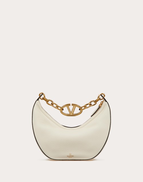 Red Valentino HOBO PICCOLA VLOGO MOON BAG IN VITELLO GRANATO CON CATENA Promozione