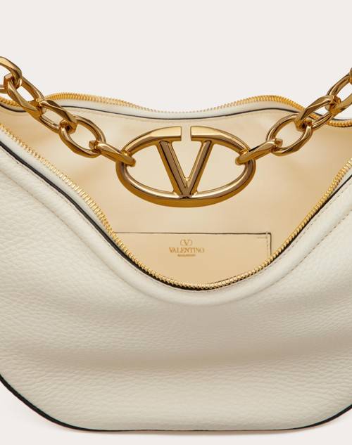Red Valentino HOBO PICCOLA VLOGO MOON BAG IN VITELLO GRANATO CON CATENA Promozione