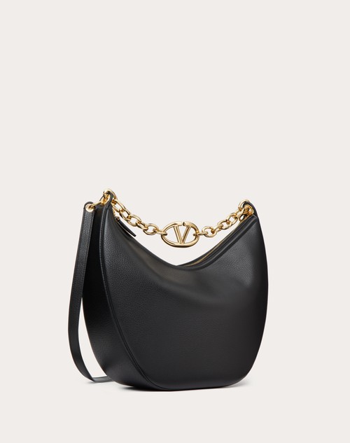 Red Valentino HOBO MEDIA VLOGO MOON BAG IN VITELLO GRANATO CON CATENA Promozione Limitata