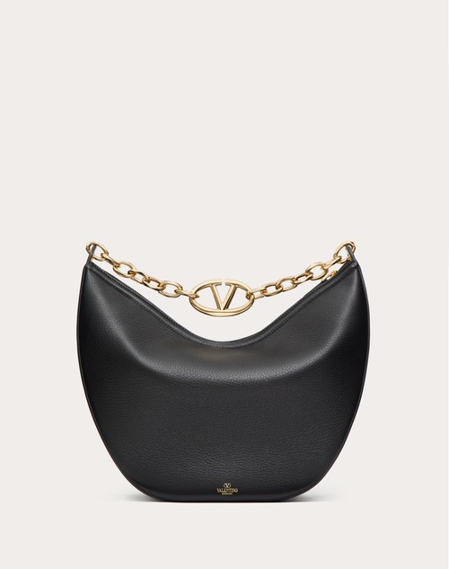 Red Valentino HOBO MEDIA VLOGO MOON BAG IN VITELLO GRANATO CON CATENA Promozione Limitata