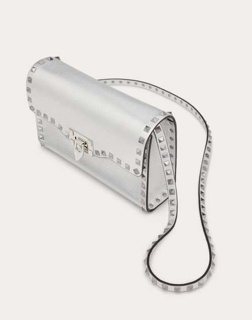 Red Valentino BORSA PICCOLA A TRACOLLA ROCKSTUD IN VITELLO GRANATO METALLIZZATO Vendite Flash