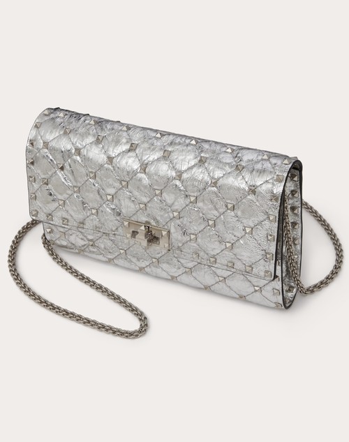 Red Valentino BORSA A TRACOLLA ROCKSTUD SPIKE IN AGNELLO METALLIZZATO Black Friday Prezzi