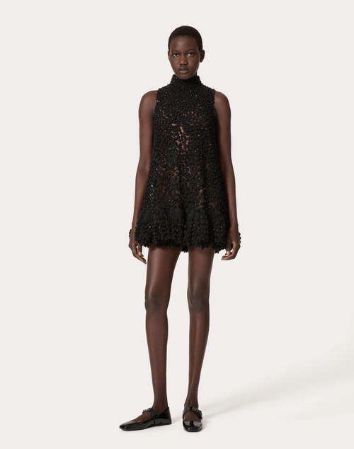 Red Valentino ABITO CORTO IN TULLE ILLUSIONE RICAMATO Consegna Veloce
