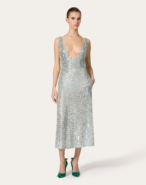 Red Valentino ABITO MIDI IN ORGANZA RICAMATO In Vendita