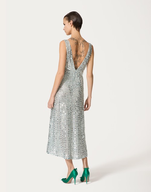 Red Valentino ABITO MIDI IN ORGANZA RICAMATO In Vendita
