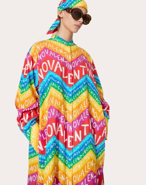 Red Valentino ABITO MIDI IN POPELINE VALENTINO CHEVRON24 Saldi Di Fabbrica