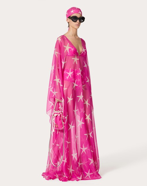 Red Valentino ABITO DA SERA IN CHIFFON STARFISH Nuova