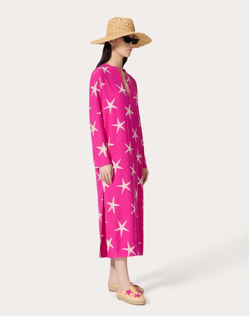 Red Valentino ABITO MIDI IN CREPE DE CHINE STARFISH Moda