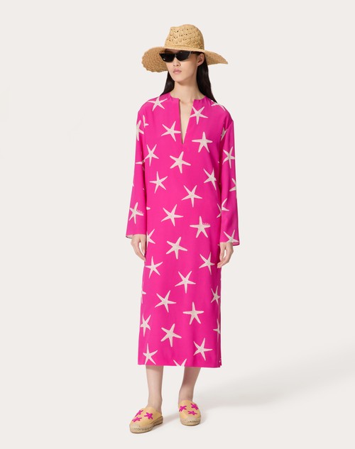 Red Valentino ABITO MIDI IN CREPE DE CHINE STARFISH Moda