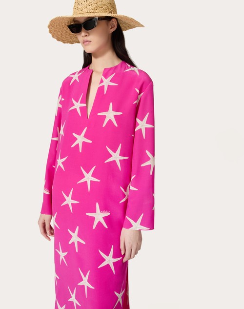 Red Valentino ABITO MIDI IN CREPE DE CHINE STARFISH Moda