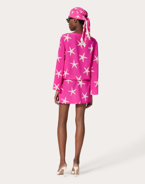 Red Valentino ABITO CORTO IN CREPE DE CHINE STARFISH Spedizione gratuita