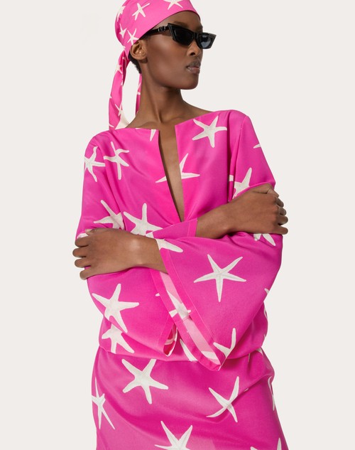 Red Valentino ABITO CORTO IN CREPE DE CHINE STARFISH Spedizione gratuita
