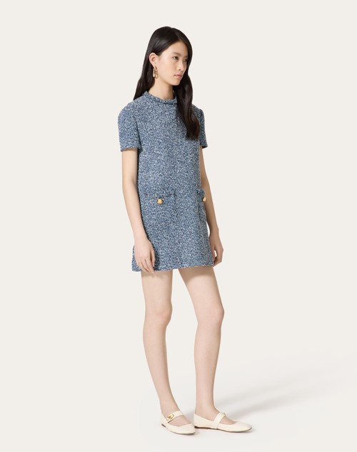 Red Valentino ABITO CORTO IN DENIM TEXTURED TWEED Comprare a buon mercato