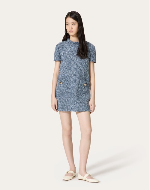 Red Valentino ABITO CORTO IN DENIM TEXTURED TWEED Comprare a buon mercato