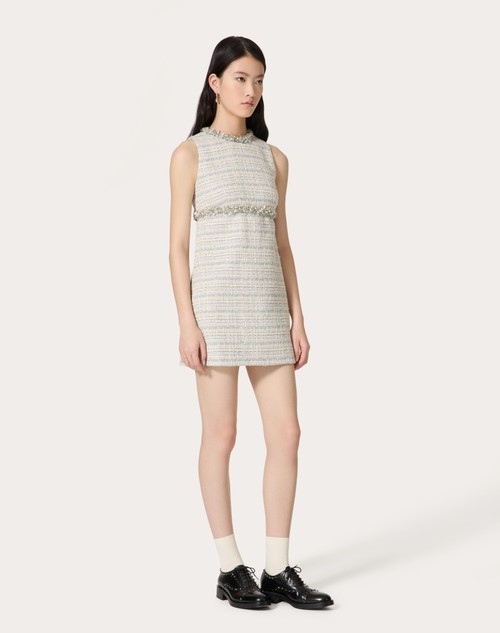 Red Valentino ABITO CORTO IN DELICATE TWEED RICAMATO Offerta Pasqua