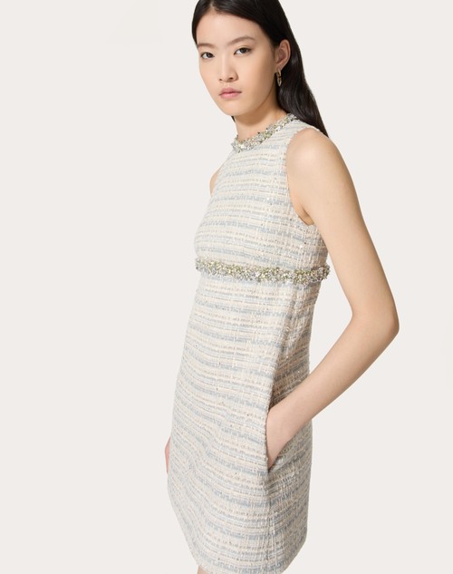 Red Valentino ABITO CORTO IN DELICATE TWEED RICAMATO Offerta Pasqua