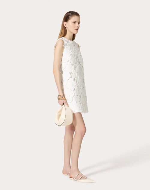 Red Valentino ABITO CORTO IN LIGHT DOUBLE SPLITTABLE GABARDINE RICAMATO Offerta migliore