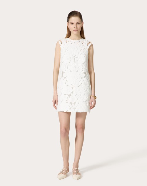 Red Valentino ABITO CORTO IN LIGHT DOUBLE SPLITTABLE GABARDINE RICAMATO Offerta migliore
