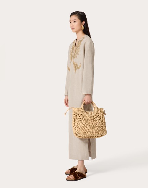 Red Valentino ABITO MIDI IN TELA LINO RICAMATO Online Outlet