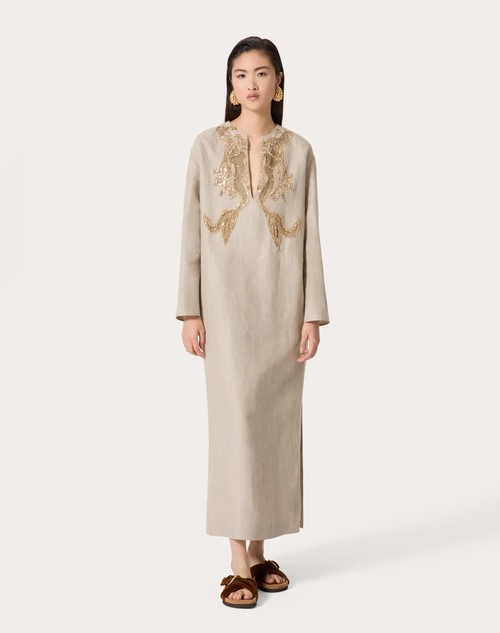Red Valentino ABITO MIDI IN TELA LINO RICAMATO Online Outlet