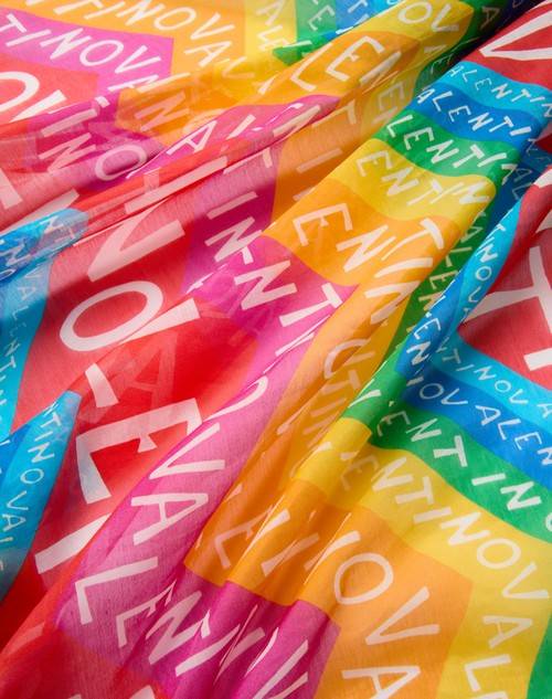 Red Valentino PAREO CON POCHON ESCAPE IN COTONE E SETA Ultimi due giorni