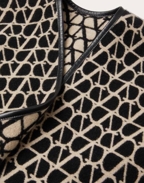 Red Valentino PONCHO TOILE ICONOGRAPHE IN LANA, CASHMERE E PELLE Only for today