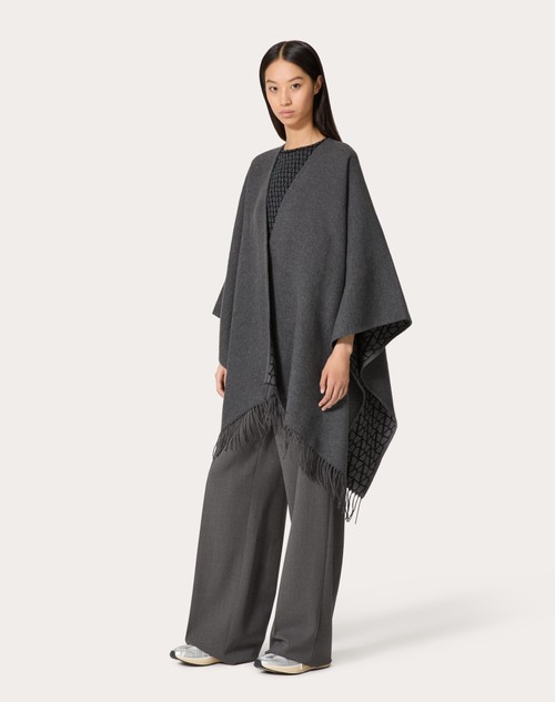 Red Valentino PONCHO DOUBLE TOILE ICONOGRAPHE IN LANA, SETA E CACHEMIRE Fino al 55% di sconto