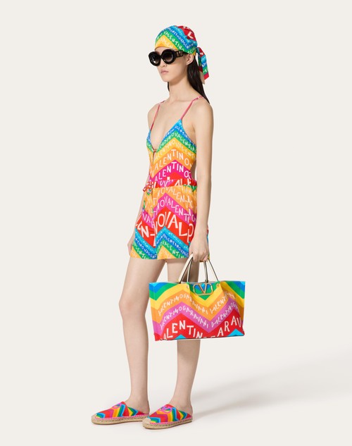 Red Valentino SHORTS IN CREPE DE CHINE VALENTINO CHEVRON 24 Offerta esclusiva