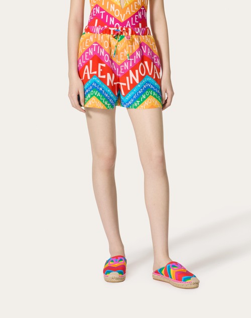 Red Valentino SHORTS IN CREPE DE CHINE VALENTINO CHEVRON 24 Offerta esclusiva