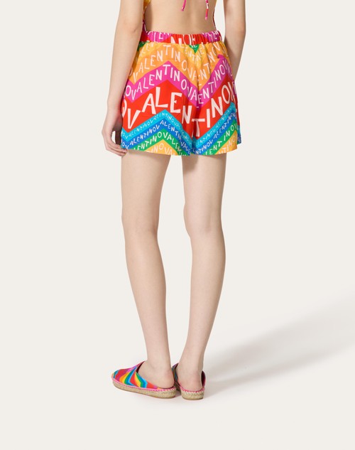 Red Valentino SHORTS IN CREPE DE CHINE VALENTINO CHEVRON 24 Offerta esclusiva