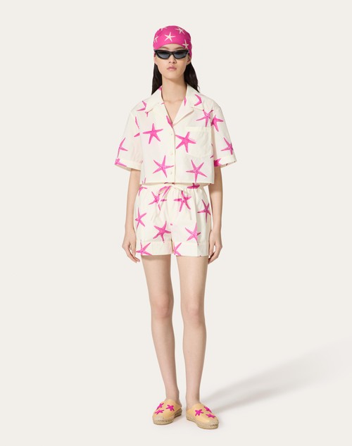 Red Valentino SHORTS IN POPELINE STARFISH Vendite stagionali