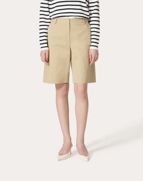 Red Valentino BERMUDA IN DIAGONAL COTTON LINEN Offerta natalizia