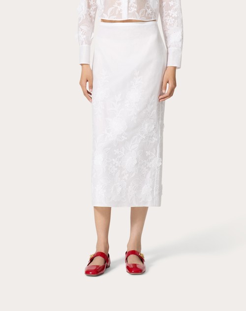 Red Valentino GONNA MIDI IN CAMELLIA ORGANDIS Sconti VIP