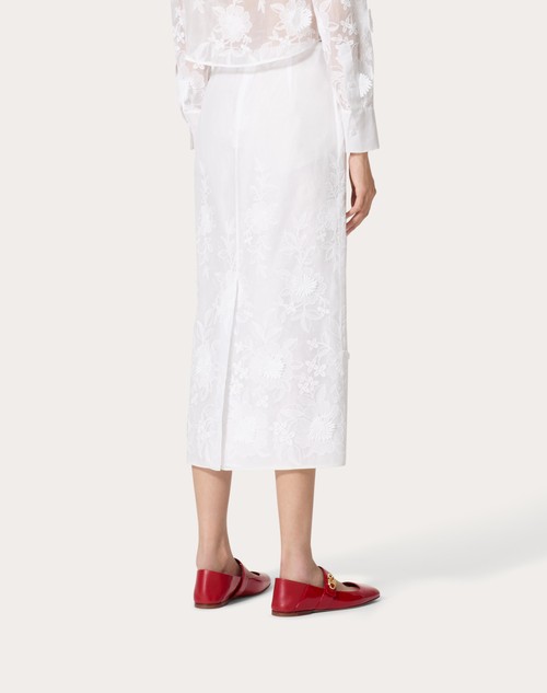 Red Valentino GONNA MIDI IN CAMELLIA ORGANDIS Sconti VIP