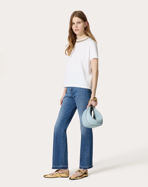 Red Valentino T-SHIRT IN COTTON JERSEY RICAMATA Fino al 65% di sconto