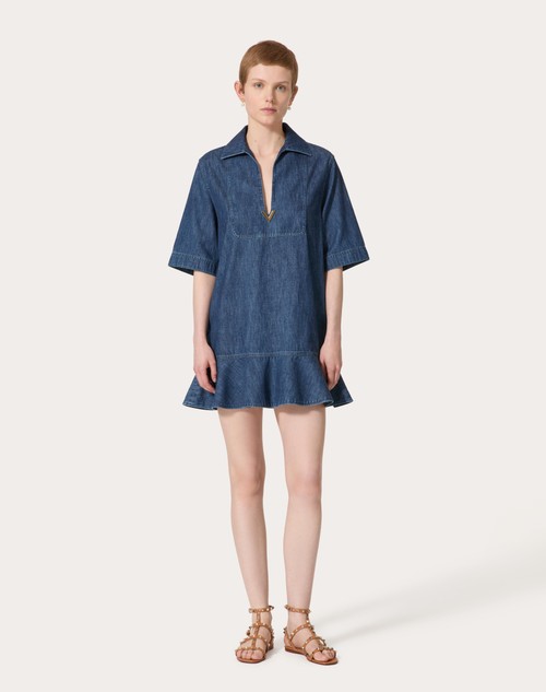 Red Valentino ABITO CORTO IN CHAMBRAY DENIM Super sconto