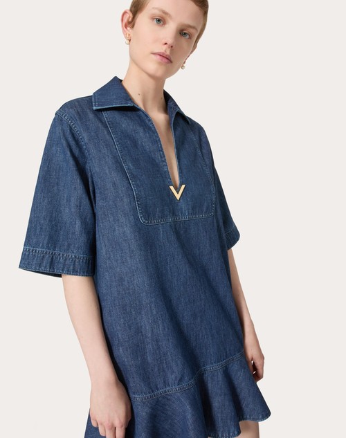 Red Valentino ABITO CORTO IN CHAMBRAY DENIM Super sconto