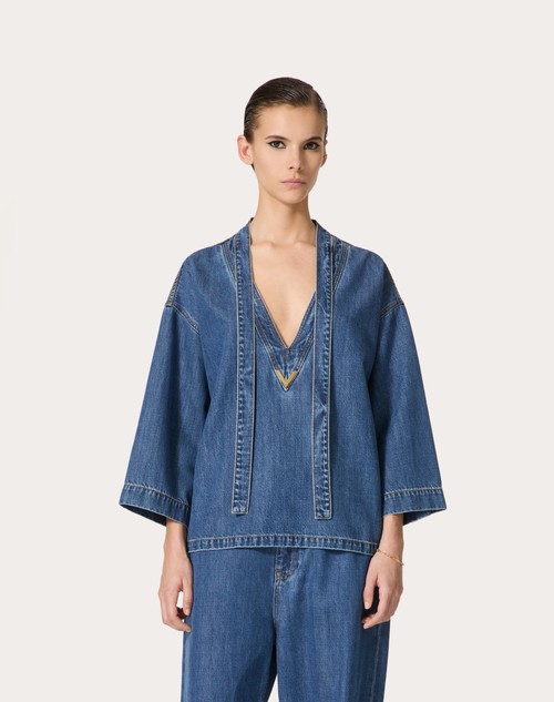 Red Valentino KAFTANO IN DENIM BLU MEDIO Enormi sconti