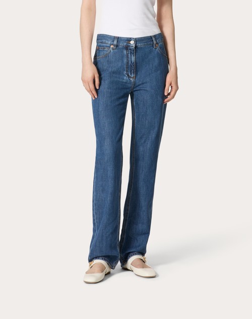 Red Valentino PANTALONI IN DENIM BLU MEDIO Trasporto libero internazionale