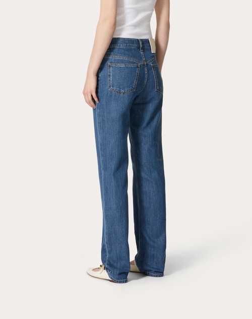 Red Valentino PANTALONI IN DENIM BLU MEDIO Trasporto libero internazionale
