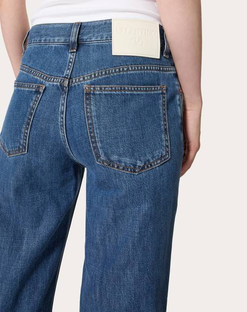 Red Valentino PANTALONI IN DENIM BLU MEDIO Trasporto libero internazionale