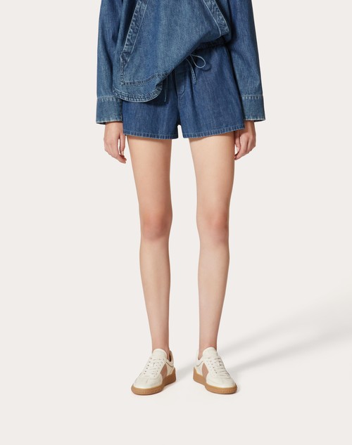 Red Valentino SHORTS IN CHAMBRAY DENIM In vendita