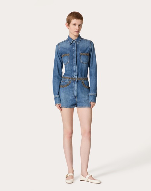 Red Valentino TUTA IN DENIM BLU MEDIO RICAMATA Sconti questo mese