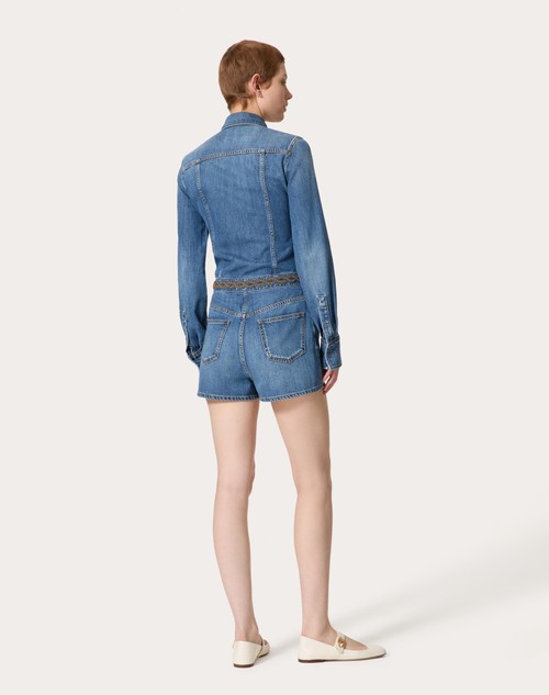 Red Valentino TUTA IN DENIM BLU MEDIO RICAMATA Sconti questo mese