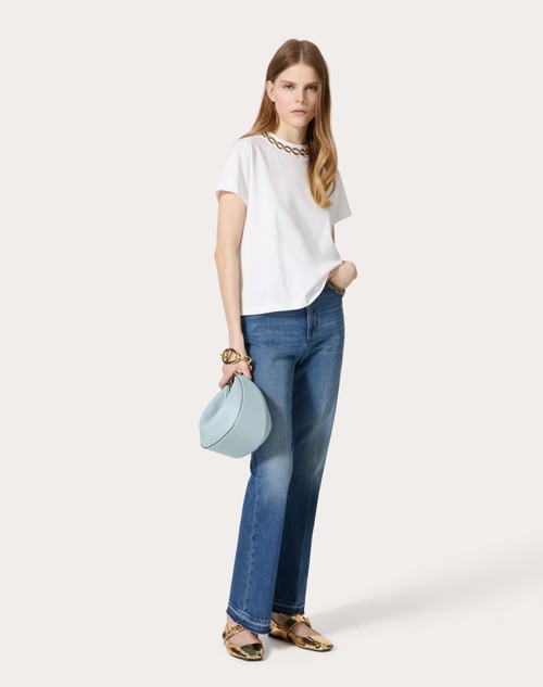 Red Valentino PANTALONI IN BLU MEDIO CON RISERVA RICAMATI 2025
