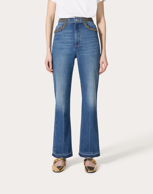 Red Valentino PANTALONI IN BLU MEDIO CON RISERVA RICAMATI 2025