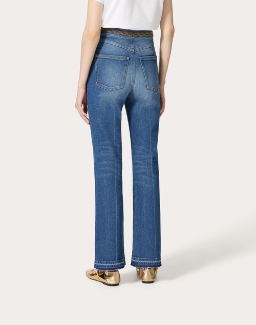 Red Valentino PANTALONI IN BLU MEDIO CON RISERVA RICAMATI 2025