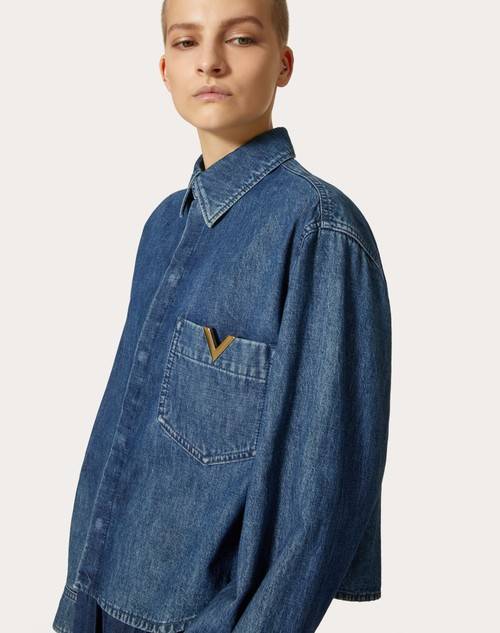 Red Valentino CAMICIA IN CHAMBRAY DENIM In Linea