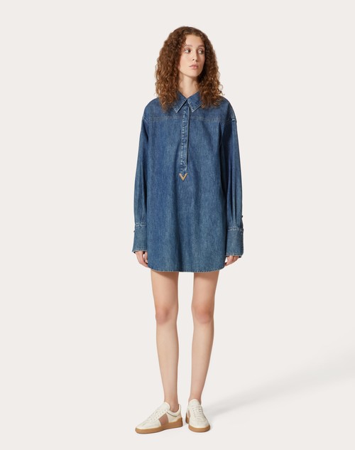 Red Valentino ABITO IN CHAMBRAY DENIM Nuovo