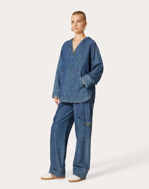 Red Valentino KAFTANO IN CHAMBRAY DENIM Qualità